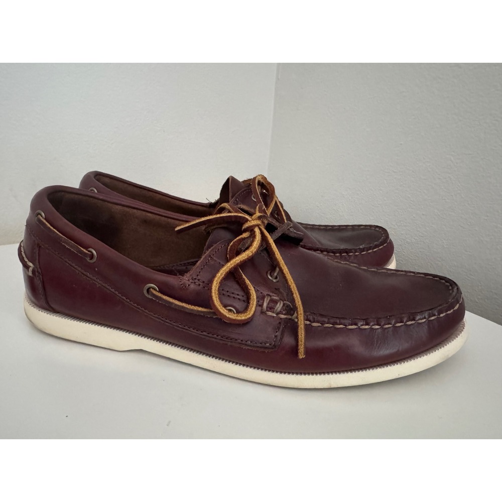 Allen Edmonds Maritime Burgundy Leather Boat Shoes Mens 11.5 D Handsewn Loafers